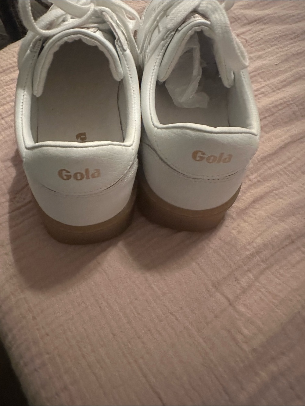 Gola White Leather Sneakers with Gum Sole - Picture 6 of 7